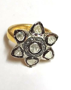 Natural Polki Pave Diamond Ring 925 Sterling Sliver Handmade Ring Halloween Gift - Picture 1 of 12