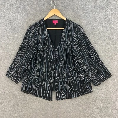 Blusa Together para mujer talla EU 42 AU 10-12 negra con cuentas manga 3/4 31103 Foto 1 de 4