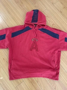 MLB Majestic Anaheim Angels Men Red Hooded Sweater Size XL - Picture 1 of 7
