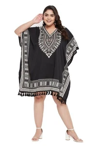 Mujeres Plus Size Túnica Top Mini Kaftan Vestido Kimono Mangas V-Neck Beach Caftan - Imagen 1 de 8