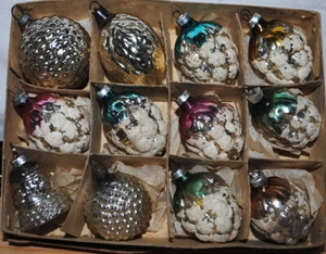 Antiguo adorno de árbol de Navidad de cristal, 12 miniaturas molduras 0803 - Imagen 1 de 1