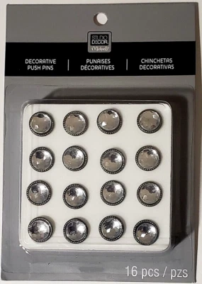 STUDI DECOR Decorative Push Pins - CLEAR GEMSTONES - 16 pcs - Image 1 of 2