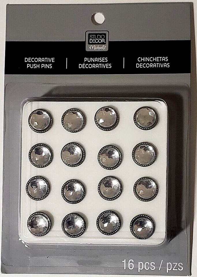 STUDI DECOR Decorative Push Pins - CLEAR GEMSTONES - 16 pcs - Image 1 of 2