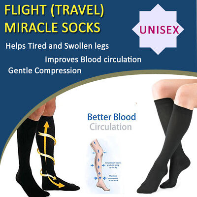 Pair Compression Miracle Flight Travel Sock Anti Swelling Fatigue Varicose Vein • 4.60£
