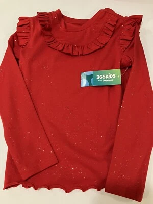 Camisa de manga larga roja con brillo dorado 365 Kids From Garanimals para niñas talla 6 Foto 1 de 4