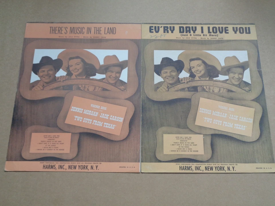Dennis Morgan/Jack Carson - Two Guys From Texas - Lot of 2 1948 US music sheets - Image 1 of 1
