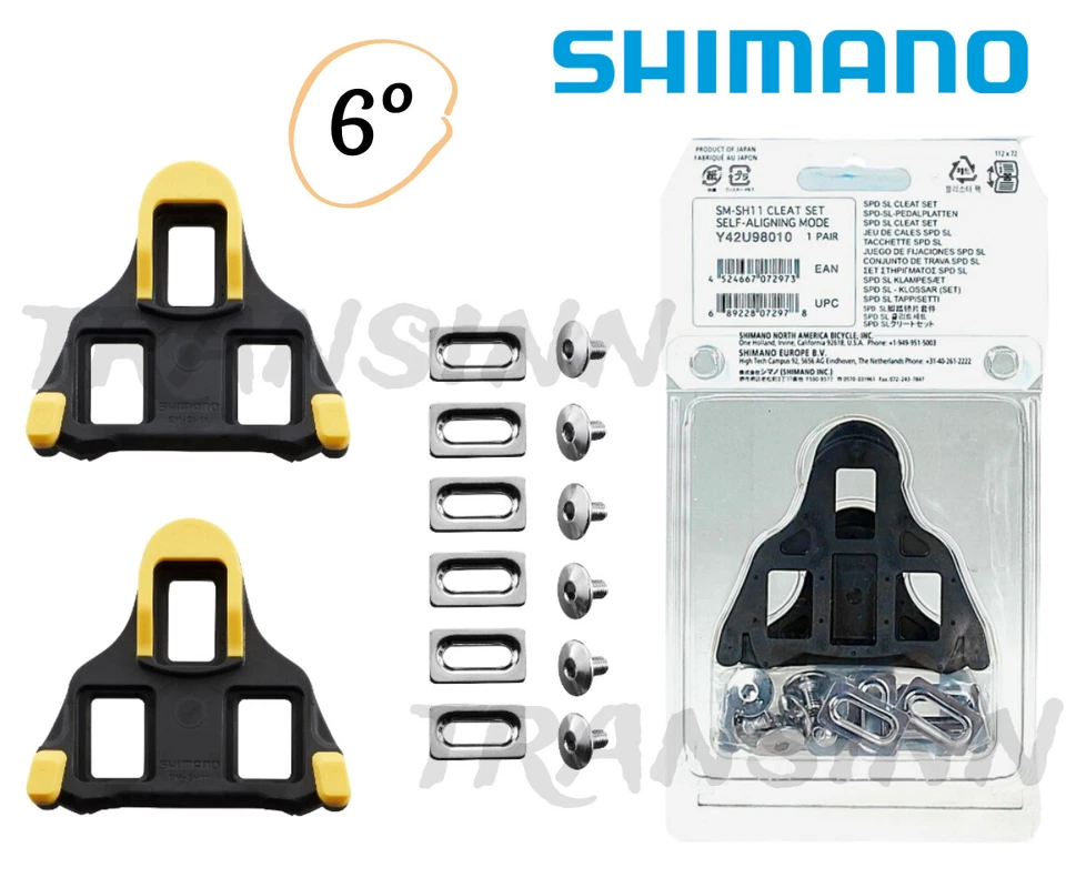 Juego de tacos Shimano SM-SH11 Bloqueo Ciclismo Carretera Amarillo Fijo 6° Nuevo en caja (Y42U98010) Foto 1 de 1