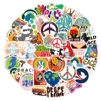 50pcs Hippy Hippie Stickers Pack Peace and Love Scrapbooking Car Laptop Fun Kids - Image 1 of 4