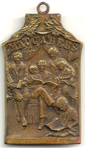 Vintage Maccabees Medal / Charm w/ Parents Children Gathered Together Reading - Bild 1 von 2