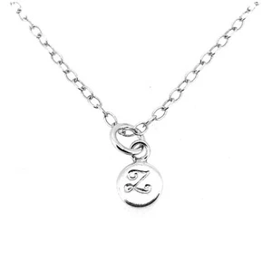 Letter Z Initial Necklace Tiny 6mm Personalised Disc Pendant Sterling Silver - Picture 1 of 4