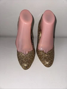 Brown Animal Print High Heel With Rhinestone Shoes Used In Box UK Size 7 EU 40. - Picture 1 of 22