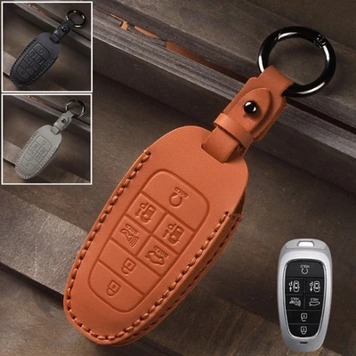 Genuine Leather Car Smart Key Fob Case Cover Holder For Hyundai Nexo Sonata 2019 - Image 1 of 4