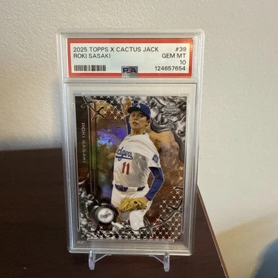 2025 Topps Chrome x Cactus Jack Roki Sasaki RC Rookie #39 Dodgers PSA 10 - Image 1 of 2