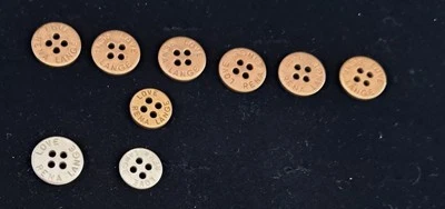 RENA LANGE Designer Vintage 9 Knöpfe Original mit Schriftzug+Love Kupfer+Silber - Bild 1 von 2