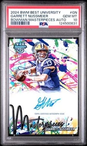 Garrett Nussmeier Auto /100 - 2024 Bowman Best U Masterpieces - PSA 10 Gem - Picture 1 of 2