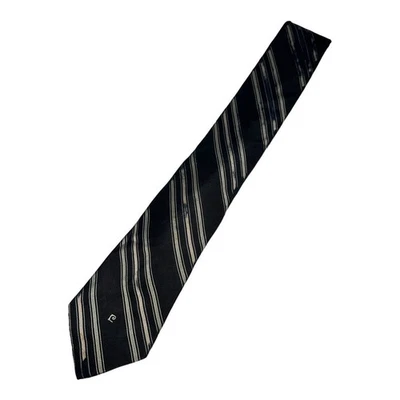 Pierre Cardin Silk Blend Men’s Necktie Tie Vintage Black Gray Blue Stripes 57” - Image 1 of 4