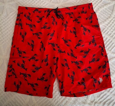 Bañador corto rojo con langostas azul marino forrado U.S. Polo Assn para hombre talla XL Foto 1 de 4