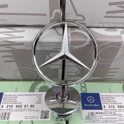 Front Hood Ornament Mounted Star Emblem Fit For Mercedes Benz C E S AMG Silver Foto 1 de 4