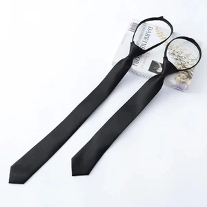 Zipper Neck Tie for Women and Men Slim Retro Style Narrow Smooth Shirt Bow Tie - Picture 1 of 7