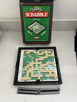 Travel Scrabble Deluxe Board Game Mattel Hard Case 100% Complete Clip On Tiles - Image 1 of 4