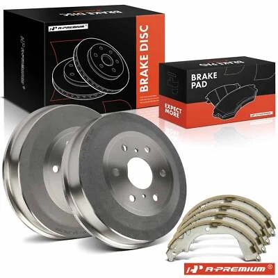 Tambores de freno + zapatas de freno traseras de cerámica para Chevy Silverado 1500 GMC Sierra 1500 Foto 1 de 4