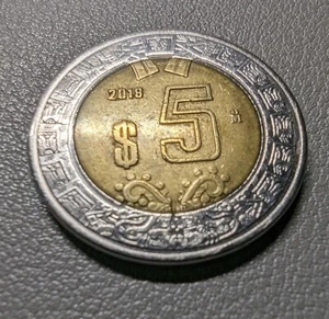 Moneda de 5 pesos de México 2018 - Imagen 1 de 2
