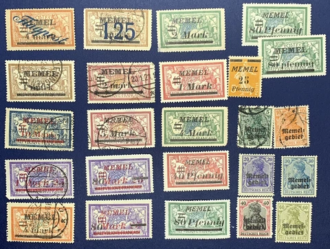 HUGE MEMEL LITHUANIA STAMP LOT OVERPRINTS INCLUDING FLUGPOST. MINT AND USED Cover