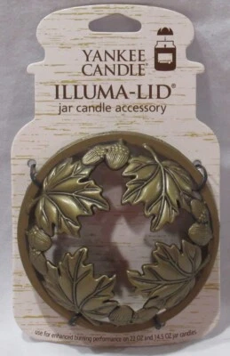 Yankee Candle Illuma-Lid Candle Jar Topper J/T Fall MAPLE LEAVES & ACORNS - Image 1 of 4