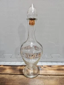 Vintage Clear Glass Decanter with Gold Trim Original Cork/Stopper - Picture 1 of 3