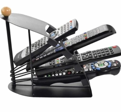 HOME-X [4 Compartments] Black Remote Control Holder TV Remote Caddy Desktop Organizer