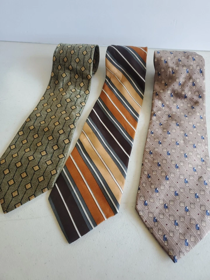 Lote Mixto De 3 Corbatas Para Hombre Antonia - De Colección Jcpenney - F. Edwards Rayas Bronceadas Foto 1 de 4