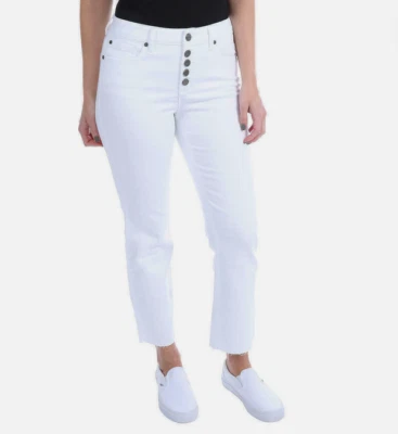 Pantalones elásticos Kenneth Cole MUJERES Botón Mosca tiro alto pierna recta (BLANCO 6/28) NUEVOS CON ETIQUETAS Foto 1 de 4