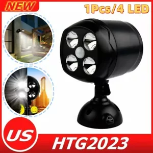 1Pcs 4 LED Security Light Motion Sensor Outdoor Lamp Spotlight Battery Powered - Picture 1 of 18