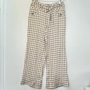 Pantalón Anthropologie Mujer Talla M Ventana Pierna Ancha Tiro Alto Cinturón Marfil - Imagen 1 de 15