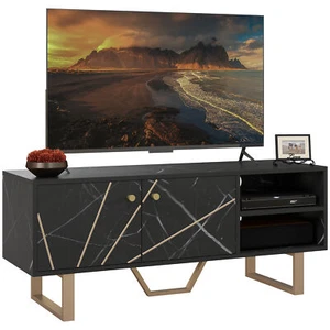 HOMCOM TV Unit for Living Room, TV Stand, Black Marble - Picture 1 of 11