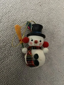 Vintage Kurt Adler Wooden Snowman 2.5” Christmas Ornament 1980’s - Picture 1 of 5