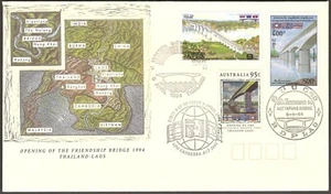 Laos Thailand Mekong River Friendship Bridge Opening Australia FDC 1998 - Picture 1 of 1