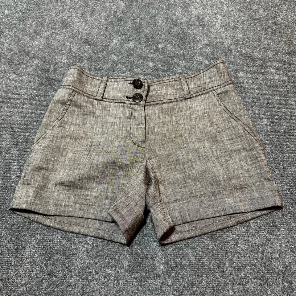Шорты женские Bebe 4 коричневые льняная смесь китайская средняя посадка косые карманы повседневные - Изображение 1 из 4