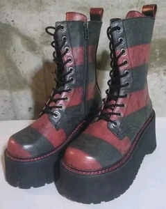 Dolls Kill Nightmare On Elm Street Freddy Kruger Cosplay Stiefel Größe 10M rot - Bild 1 von 12