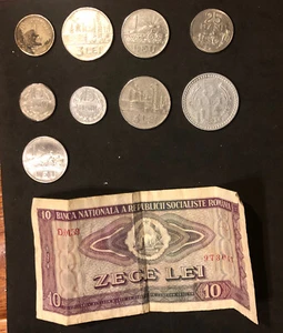 1924,1960,1963,1966,1975,1978 Romania 10 Coins +10 Lei Note,1,3,5 Lei,15,25 Bani - Picture 1 of 4