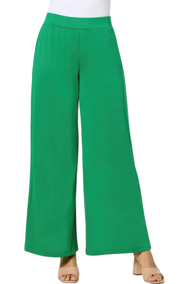 IMAN Global Chic All Day Elegance Wide-Leg Ponte Pant Kelly Green - Image 1 of 1