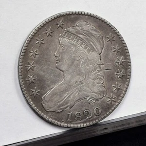 1820 Bust Half Dollar - Sq 2 No Knob - XF Details, Cleaned (#57631-L) - Picture 1 of 8