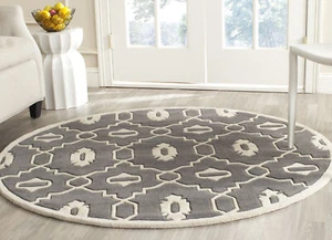 Safavieh Chatham DARK GREY / IVORY 3' X 3' Round Area Rug - CHT745D-3R - Picture 1 of 2
