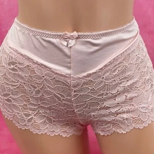 Vintage y2k Slip Höschen mauve glänzend Nylon Blumen Sissy Schlüpfer Damen 2X - Bild 1 von 2