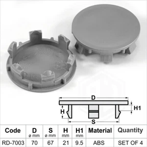 Alloy wheel center caps centre universal rim plastic 4x hub cap 67-70 no logo - Picture 1 of 2