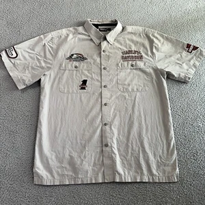 Camisa Harley De Colección Para Hombres XL Gris Tejida Y2K Abotonada Nº 1 Motociclista Rac Rayas - Imagen 1 de 12