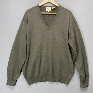 Viyella Sweater Mens Medium Green Vneck Pullover 100% Merino Wool Classic - Picture 1 of 12