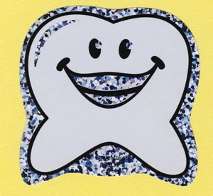 10 Tooth Shaped Sparkle Large Stickers - Party Favors - Rewards - Foil - Picture 1 of 1
