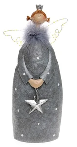 Deko Engel mit LED Flügeln grau, silber (H: 25 cm) aus Metall - Weihnachtsdeko - Bild 1 von 1