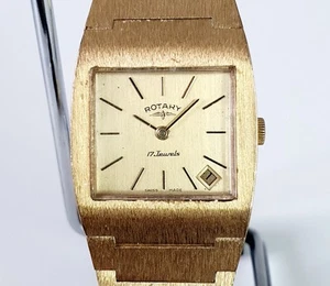 1970s Rotary Watch Mens 10 Micron Gold Filled Retro Peseux 7046 Spares Repair - Picture 1 of 19